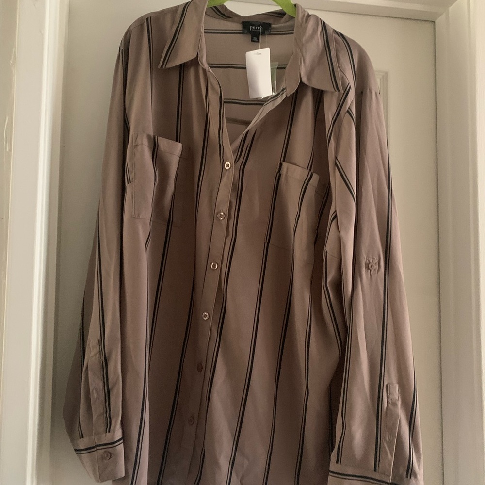 Perch button front blouse